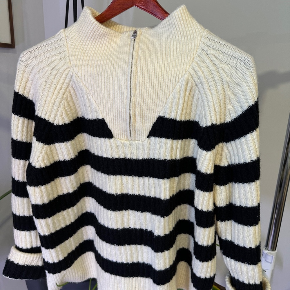 Striped Black and Cream Women's Sweater